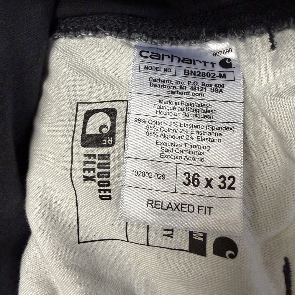 Carhartt Canvas Mens 36 x 32 Gray Double Knee Rugged Flex Relax Fit BN2802-M - Picture 3 of 11